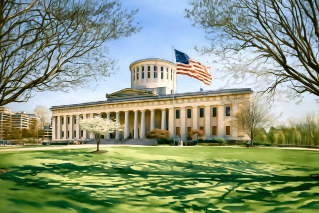 Ohio Statehouse Capitol Building, Columbus watercolor canvas