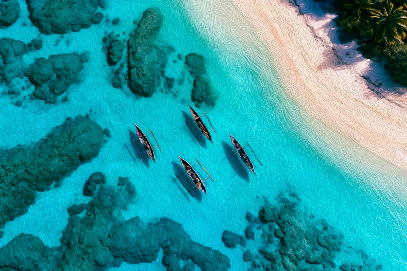 Turquoise Lagoon Outrigger Canoes, Cook Islands canvas
