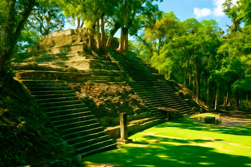 Copan Maya Pyramid Steps, Copan Ruins canvas