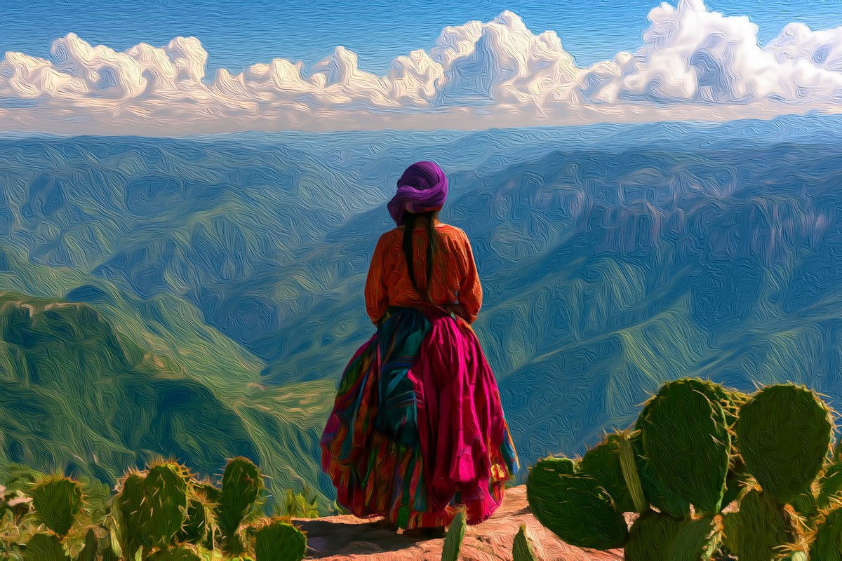 Copper Canyon Rim Overlook gallery canvas, unframed and in an espresso floating frame — Copper Canyon, Mexico