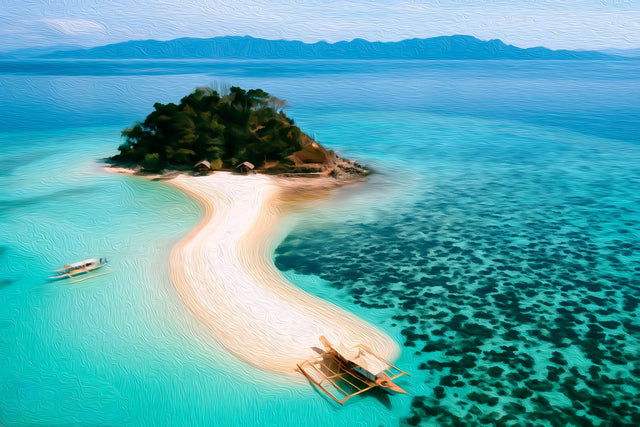 Guyam Island Sandbar, Coron watercolor canvas
