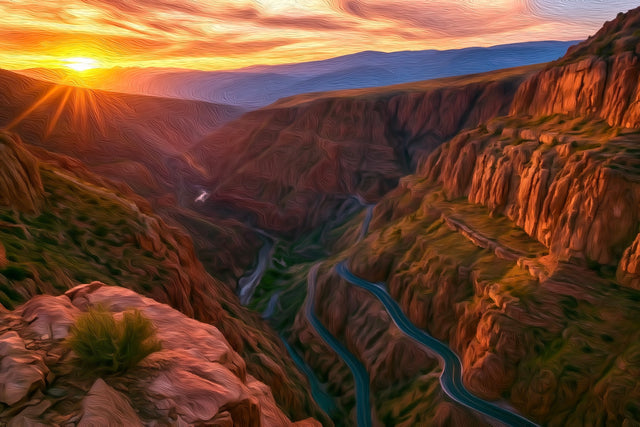 Dades Gorge River Canyon, Dades Gorge watercolor canvas
