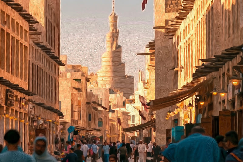 Souq Waqif Spiral Minaret, Doha canvas