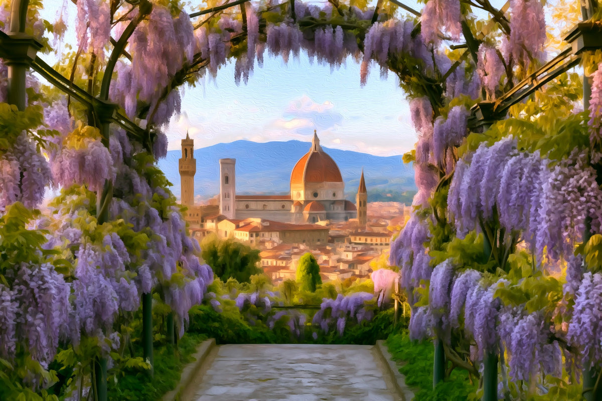 Florence Cathedral Dome Skyline gallery canvas, unframed and in an espresso floating frame — Florence, Italy