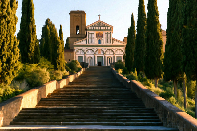 San Miniato al Monte Steps, Florence watercolor canvas