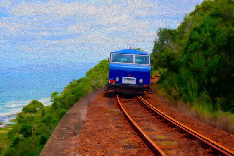 Coastal Railway Cliff Journey, Garden Route canvas