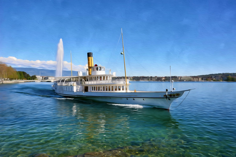 Lake Geneva Steamboat Jet d'Eau &mdash; Geneva canvas