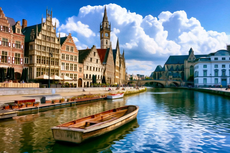 Graslei Quay Canal Ghent, Ghent canvas