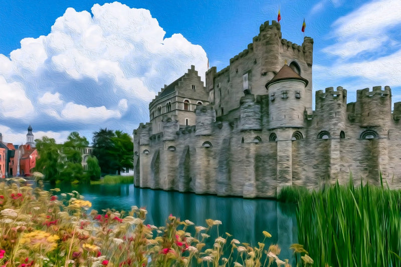 Gravensteen Castle Moat, Ghent canvas