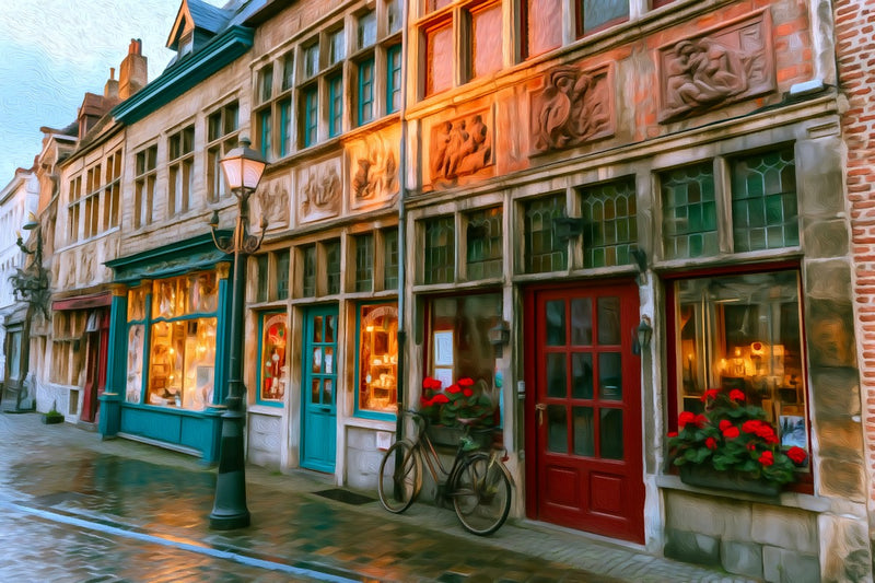 Ghent Old Town Shopfronts, Ghent canvas