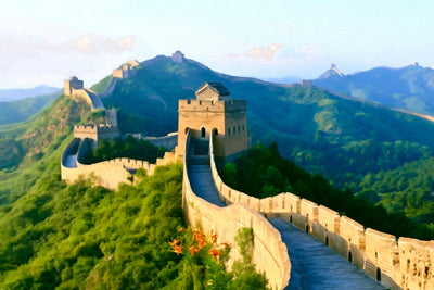 Great Wall of China watercolor canvas
