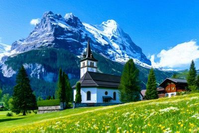 Grindelwald watercolor canvas