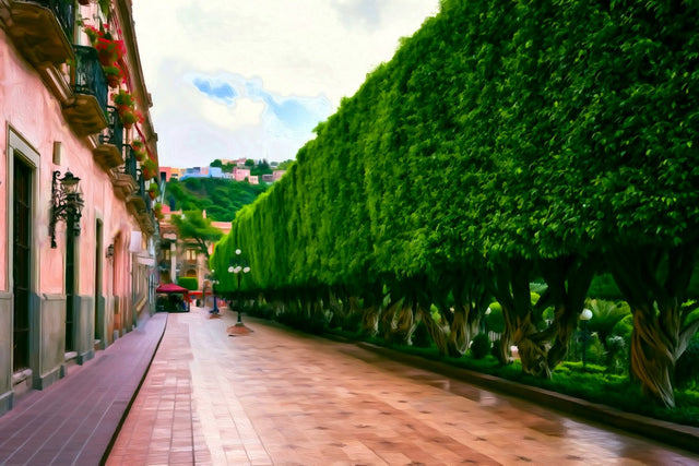 Jardin de la Union Promenade, Guanajuato watercolor canvas