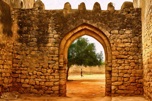 Harar Jugol Old Wall Gate, Harar watercolor canvas