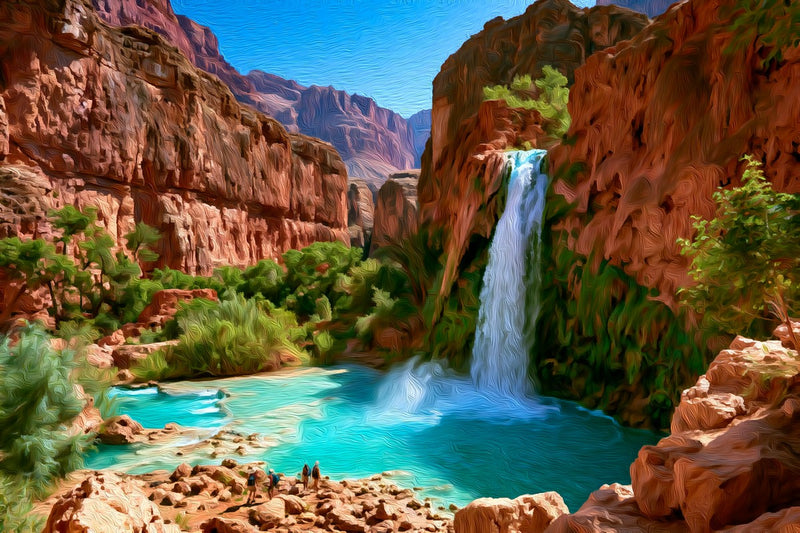 Turquoise Canyon Waterfall Oasis, Havasu Falls canvas