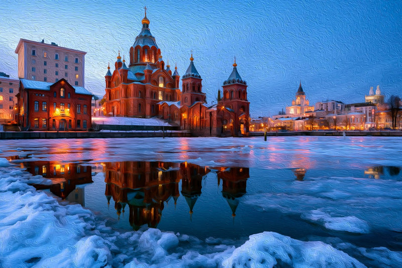 Uspenski Cathedral Winter Reflection, Helsinki canvas
