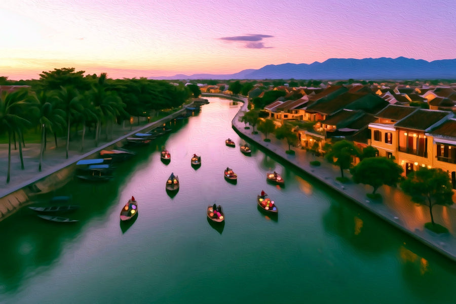 Thu Bon River Lantern Boats &mdash; Hoi An canvas