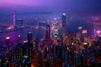 Hong Kong watercolor canvas
