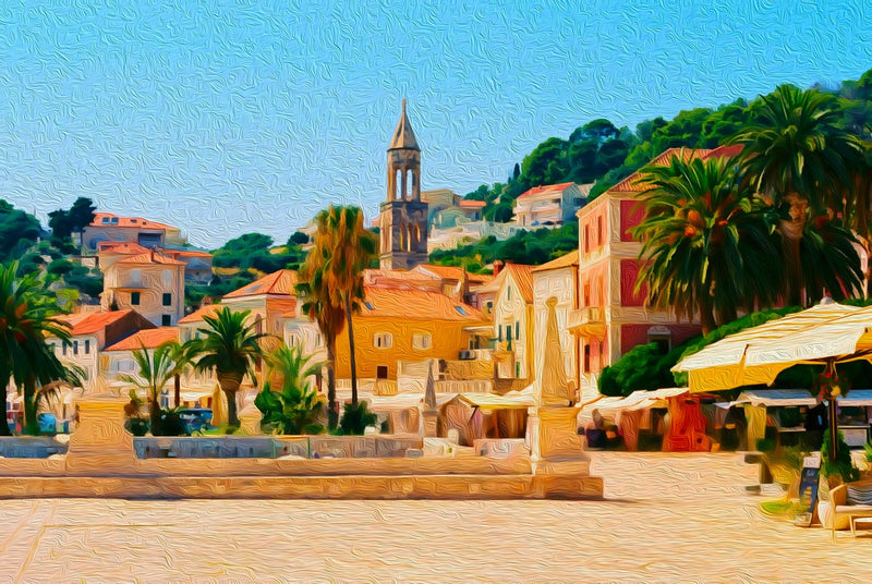 Hvar Harbor Promenade, Hvar canvas
