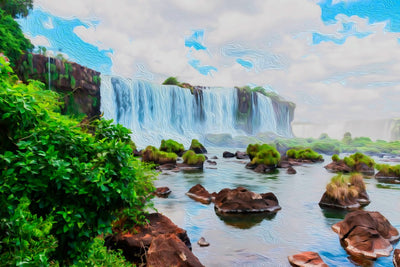 Iguazu Falls watercolor canvas