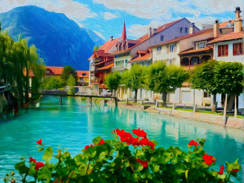 Aare River Unterseen Old Town, Interlaken canvas