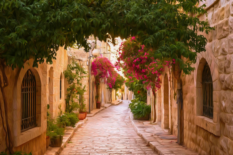 Neve Tzedek Cobblestone Alley, Jerusalem canvas