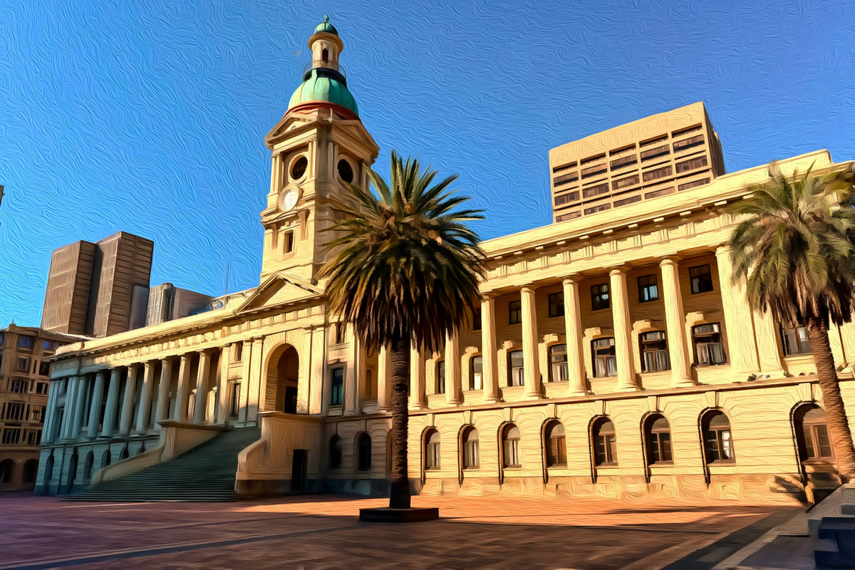 Cape Town City Hall gallery canvas, unframed and in an espresso floating frame — Johannesburg, South Africa