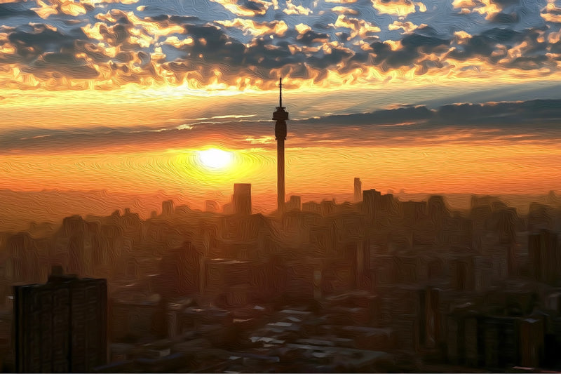 Johannesburg Skyline Sunset Tower, Johannesburg canvas