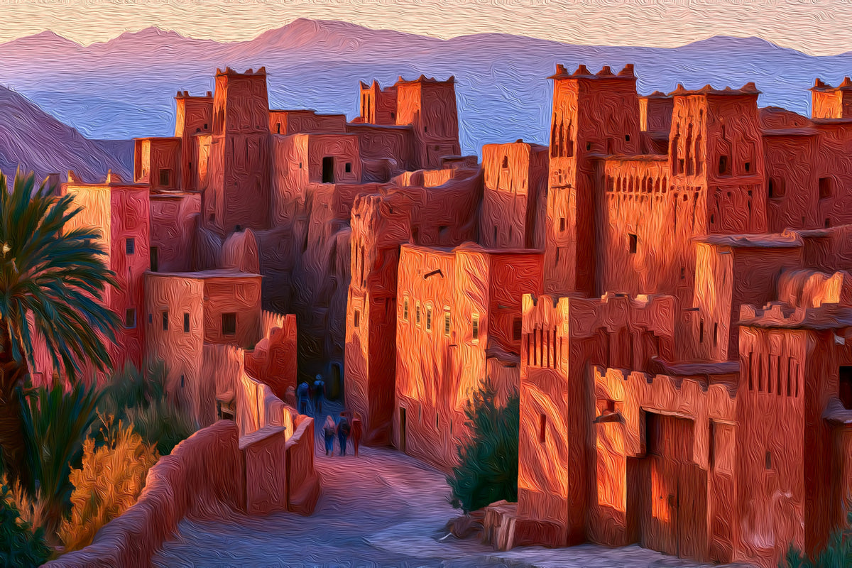 Kasbah Taourirt Ouarzazate gallery canvas, unframed and in an espresso floating frame — Ouarzazate, Morocco