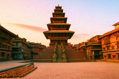 Kathmandu watercolor canvas
