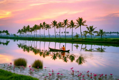 Kerala Backwaters watercolor canvas