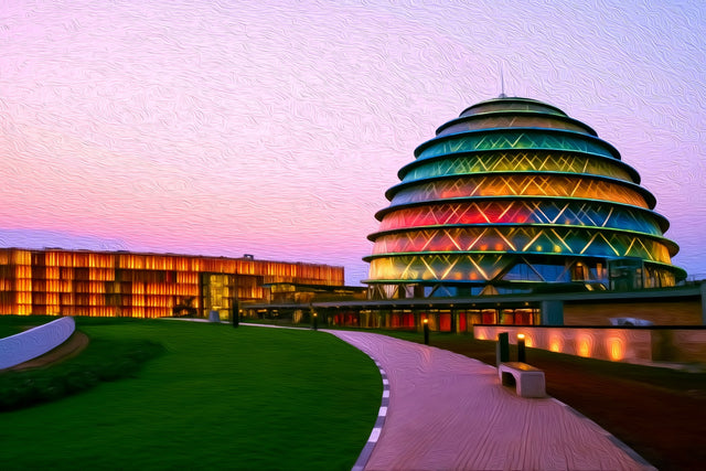 Kigali Convention Centre Dome, Kigali watercolor canvas