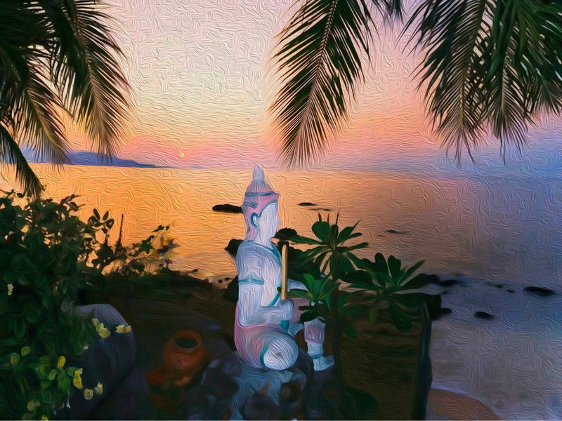Tropical Sunset Beach Shrine, Koh Samui canvas
