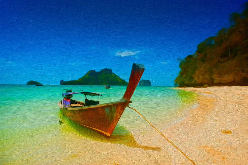 Longtail Boat Tropical Beach, Krabi canvas