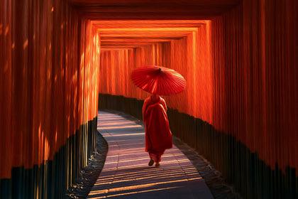 Fushimi Inari Torii Gates, Kyoto watercolor canvas