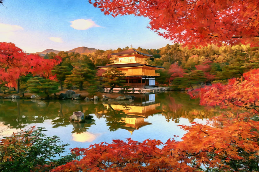 Golden Pavilion Pond Reflection &mdash; Kyoto canvas