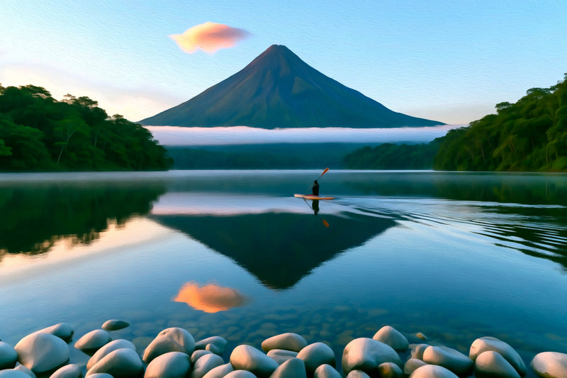 Arenal Volcano Lake Reflection, La Fortuna canvas
