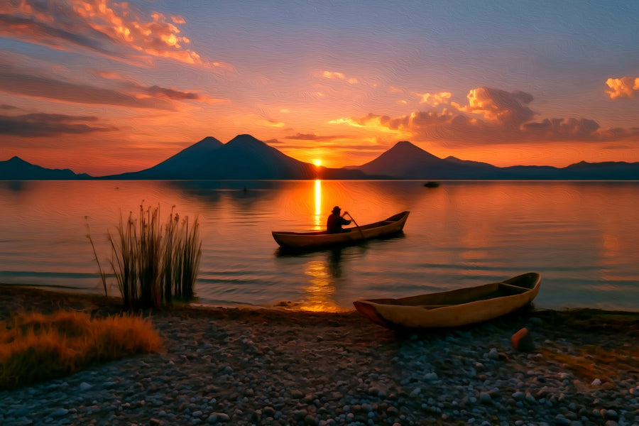 Lake Atitlan Volcano Sunset &mdash; Lake Atitlan canvas