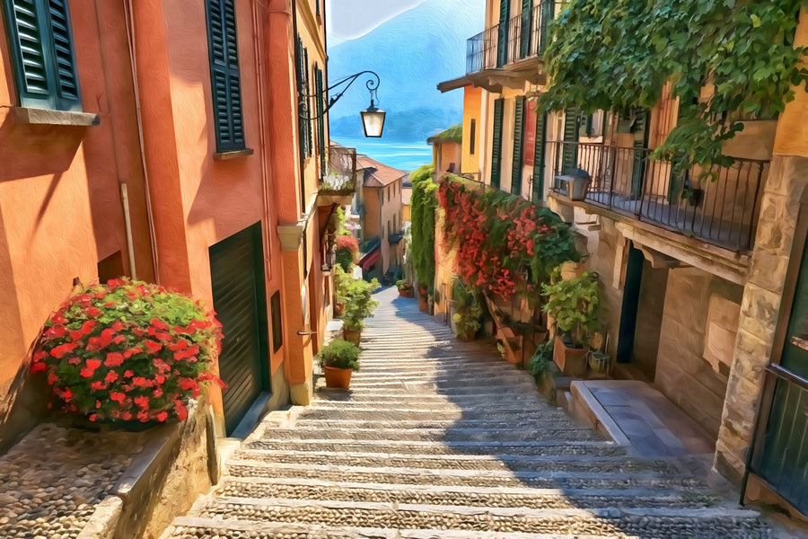 Bellagio Salita Serbelloni Steps &mdash; Lake Como canvas