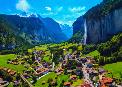 Lauterbrunnen watercolor canvas