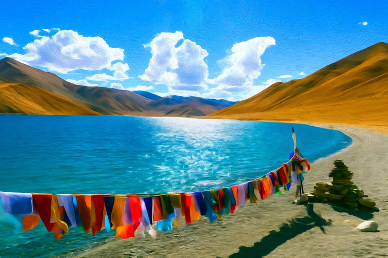 Yamdrok Lake Prayer Flags, Leh Ladakh canvas