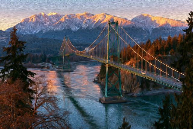 Lions Gate Bridge Vancouver, Vancouver watercolor canvas