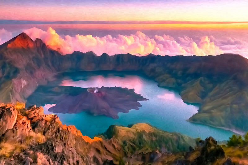 Segara Anak Crater Lake Rinjani, Lombok canvas