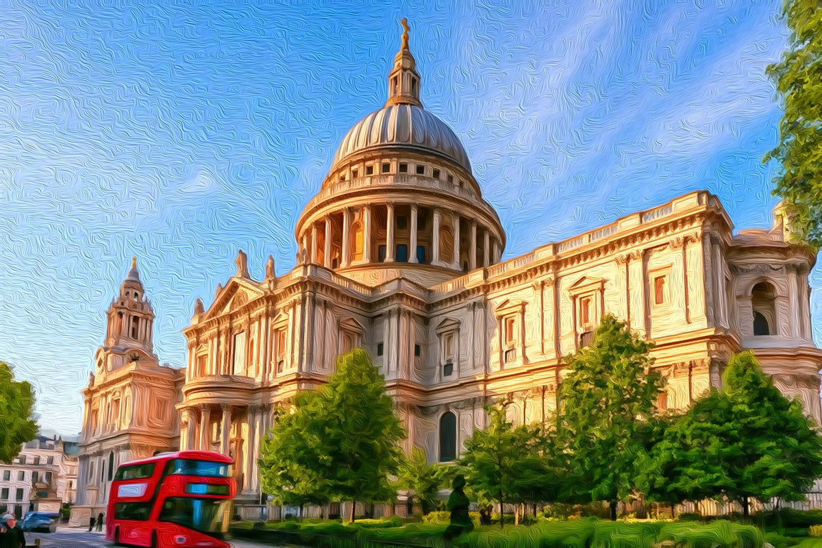 St Pauls Cathedral London gallery canvas, unframed and in an espresso floating frame — London, England