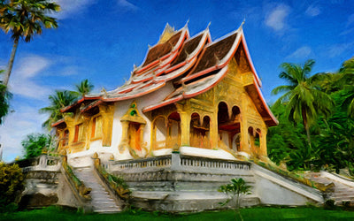 Luang Prabang watercolor canvas