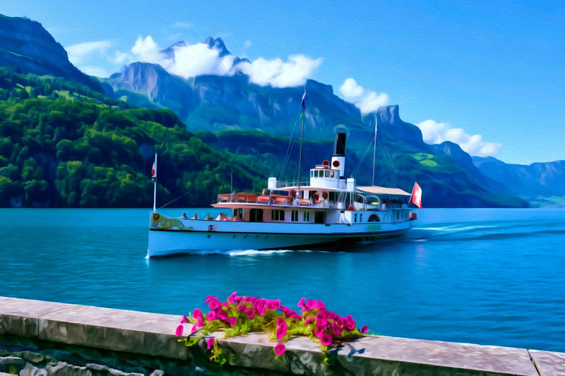 Lake Lucerne Paddle Steamer, Lucerne canvas