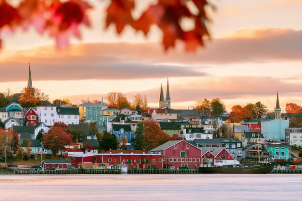 Lunenburg Historic Waterfront Townscape, Lunenburg watercolor canvas