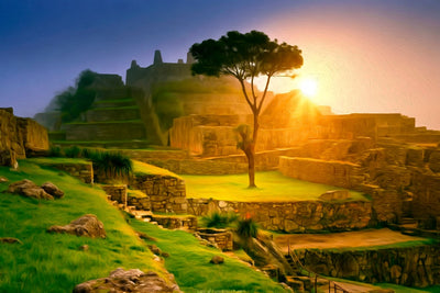 Machu Picchu watercolor canvas