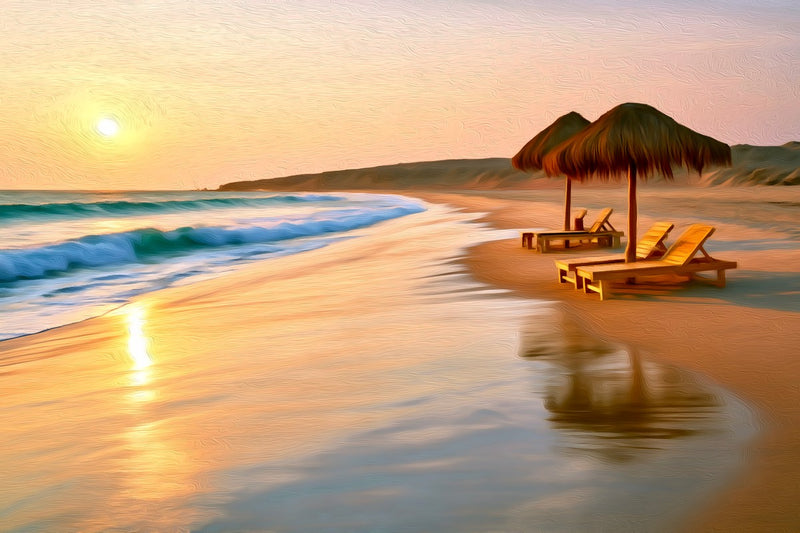Mancora Beach Sunset Palapas, Mancora canvas