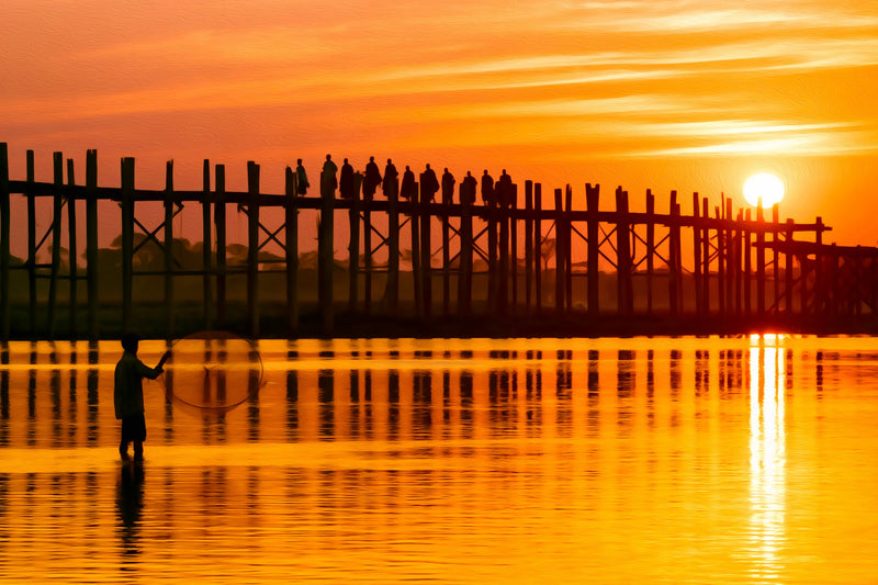 U Bein Bridge Sunset, Mandalay canvas